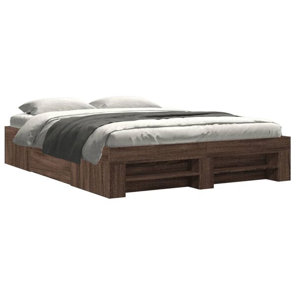 vidaXL Bed Frame without Mattress Brown Oak 160x200 cm Engineered Wood