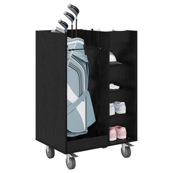 vidaXL Golf Cabinet with Wheel Plain Black Oak 65 x 45 x 98 cm