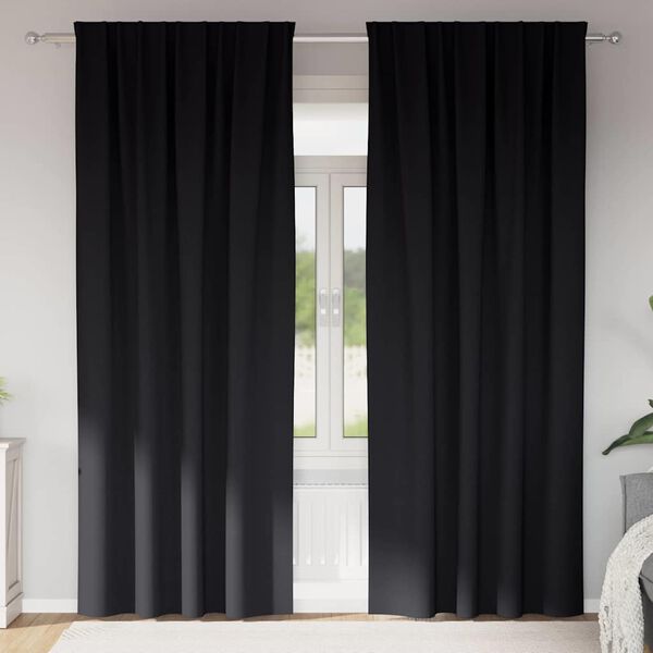 vidaXL Blackout Curtains with Rings 2 pcs Black 245 x 140 cm Polyester