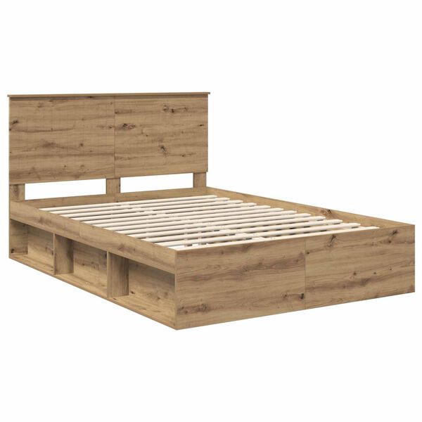 vidaXL Bed Frame Artisian Oak 140 x 200 cm Solid Pine Wood