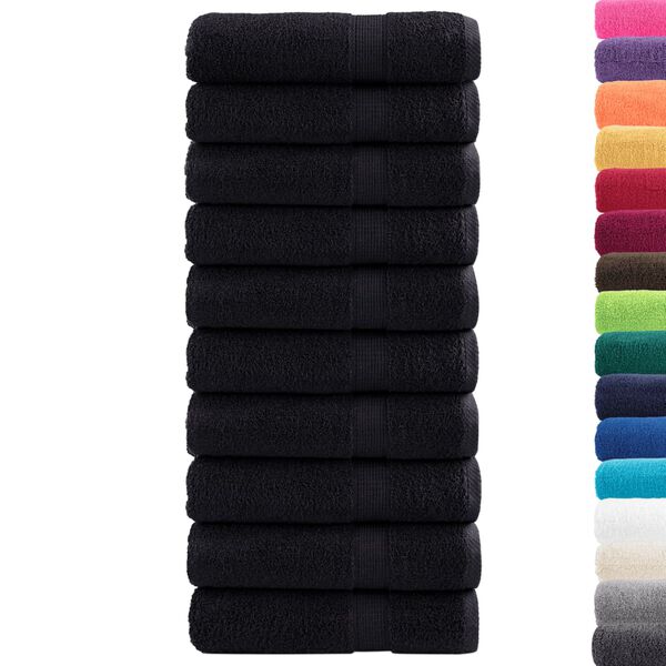 vidaXL Premium Shower Towels SOLUND 10 pcs Black 70x140 cm 600 gsm