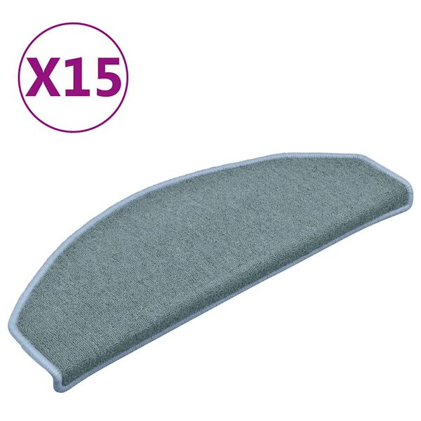 vidaXL Stair Mats 15 pcs 65x24x4 cm Sea Blue Half Round Large