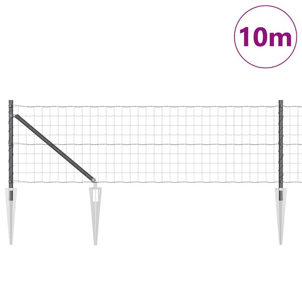 vidaXL Fence with Post Grey 0.4 x 10 m Steel and PVC