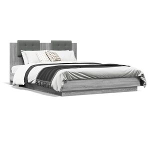 vidaXL Bed Frame without Mattress Grey Sonoma 150x200 cm King Size