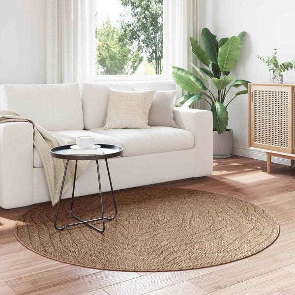 vidaXL Area Rugs Round Moire HUARTE Natural &Oslash; 160 CM Polyester