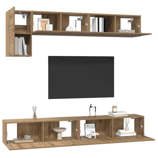 vidaXL TV Cabinet Set Wall-mounted 5 pcs Artisan Oak Engineered Wood