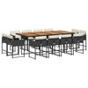 vidaXL 13 Piece Garden Dining Set with Cushions Black Poly Rattan