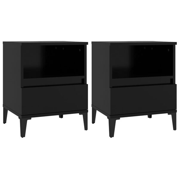 vidaXL Bedside Cabinets 2 pcs Black 40x35x50 cm