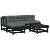 vidaXL 5 Piece Garden Lounge Set with Cushions Black Solid Wood