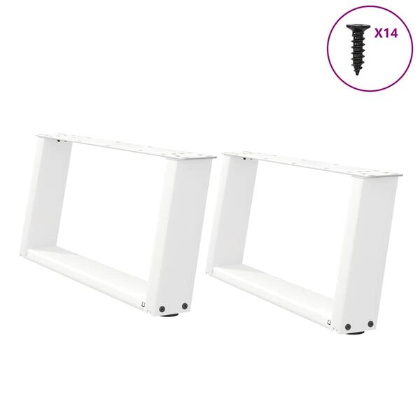 vidaXL Coffee Table Legs U-Shaped 2 pcs White 70x(30-31) cm Steel