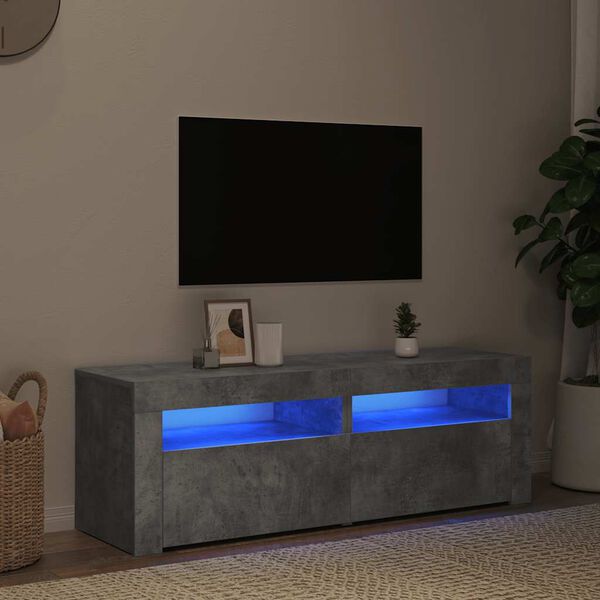 vidaXL TV Cabinet with LED Lights Concrete Grey 120x35x40 cm