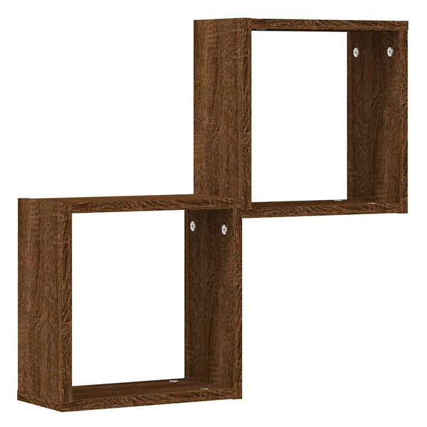 vidaXL Wall Cube Shelves 2 pcs Brown Oak 30x15x30 cm