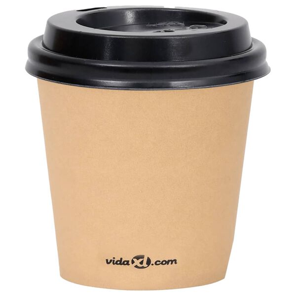 vidaXL Coffee Paper Cups with Lids 120 ml 500 pcs Brown