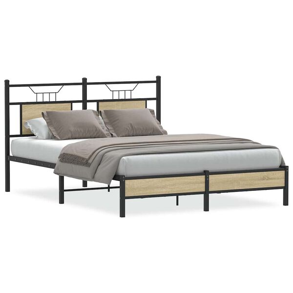 vidaXL Bed Frame without Mattress Sonoma Oak 140x200 cm Engineered Wood