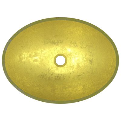 vidaXL Basin Glass 50x37x14 cm Gold