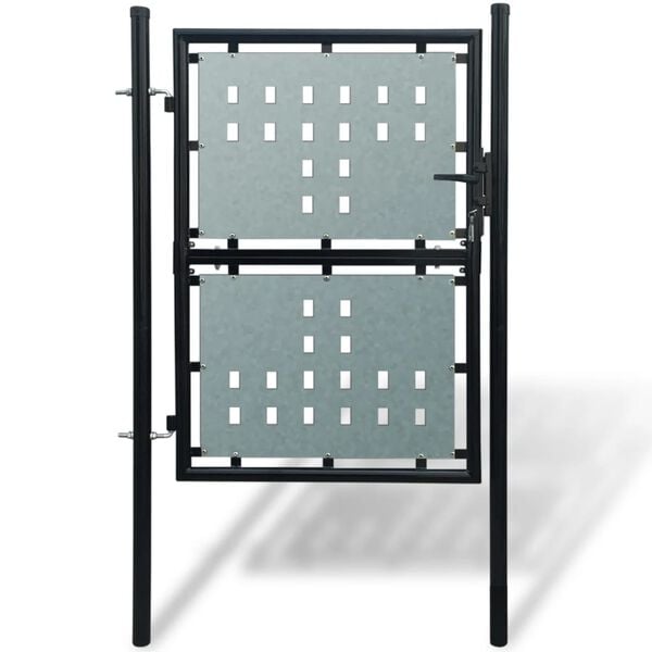 vidaXL Black Single Door Fence Gate 100x150 cm