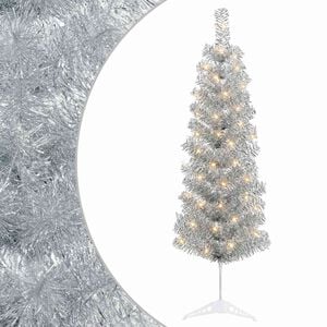 vidaXL Artificial Slim Christmas Tree 150 cm 150 LEDs Warm White