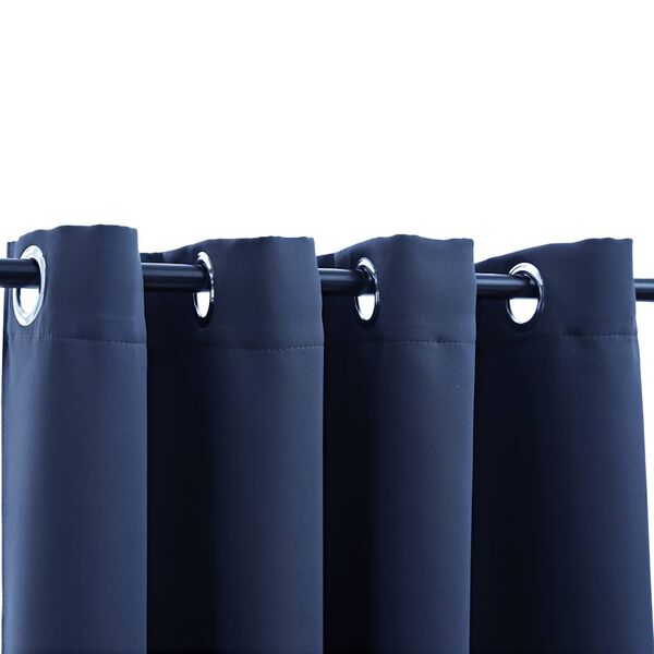 vidaXL Blackout Curtains with Metal Rings 2 pcs Blue 140x225 cm
