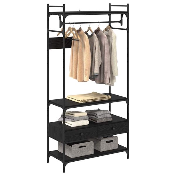 vidaXL Wardrobe Black oak 89 x 39 x 184.5 cm Engineered wood