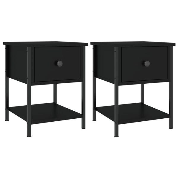 vidaXL Bedside Tables 2 pcs Black 34x35.5x45 cm Engineered Wood