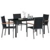 vidaXL Garden Dining Set 5 pcs Black Powder-coated Steel
