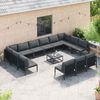 vidaXL Garden Sofa Set with Cushion 13 pcs Black Steel