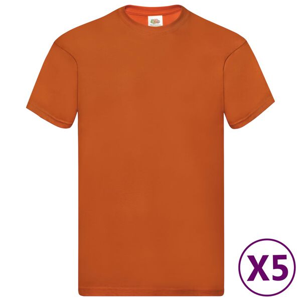 Fruit of the Loom Original T-shirts 5 pcs Orange L Cotton