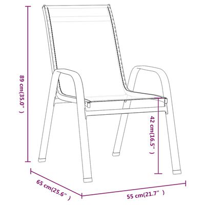 vidaXL Stackable Garden Chairs 2 pcs Grey Textilene Fabric