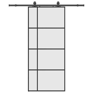 vidaXL Sliding Door with Hardware Set Black 90x205 cm ESG Glass