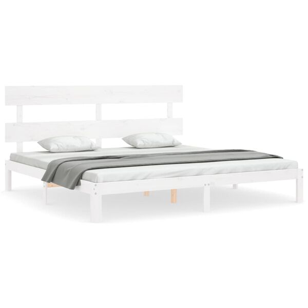 vidaXL Bed Frame without Mattress White Super King Size Solid Wood Pine