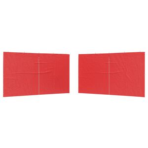 vidaXL Party Tent Sidewall 2 pcs Red 400 x 195 cm PE and Steel