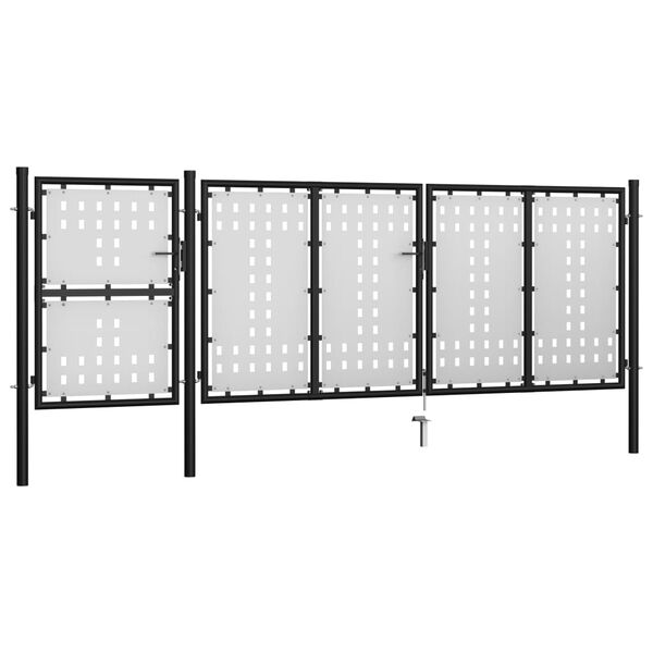 vidaXL Garden Gate Steel 400x125 cm Black