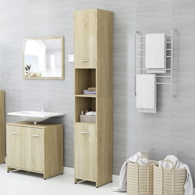 vidaXL Bathroom Cabinet Sonoma Oak 30x30x183.5 cm Chipboard