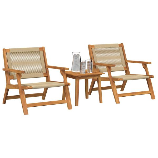 vidaXL Garden Chairs with Table 3 pcs Beige Solid Acacia Wood