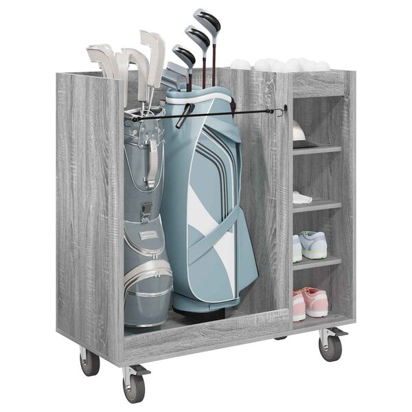 vidaXL Golf Cabinet with Wheel Plain Grey Sonoma 90 x 45 x 98 cm