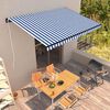 vidaXL Manual Retractable Awning 450x300 cm Blue and White