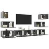 vidaXL 8 Piece TV Cabinet Set High Gloss Grey Engineered Wood