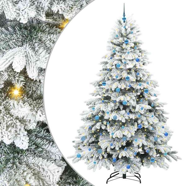 vidaXL Artificial Christmas Tree with 300 LEDs Green 240 cm PE and PVC