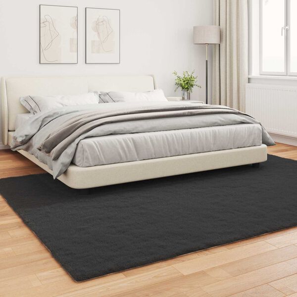 vidaXL Faux Rabbit Fur Rug Olite Black 240 x 340 cm Polyester