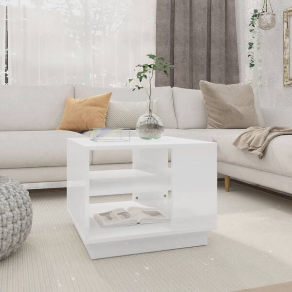 vidaXL Coffee Table High Gloss White 55x55x43 cm Engineered Wood