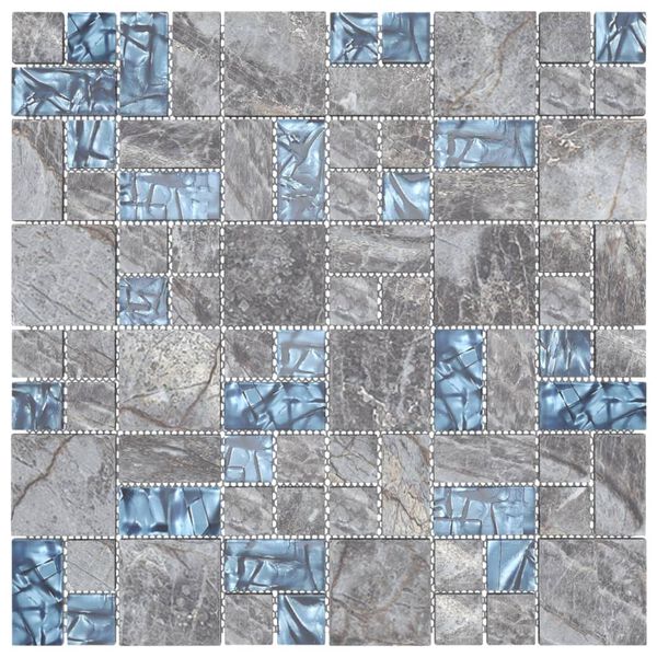 vidaXL Mosaic Tiles 22 pcs Grey and Blue 30x30 cm Glass