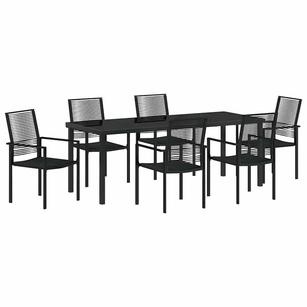 vidaXL Garden Dining Set 7 pcs Black Powder-Coated Steel