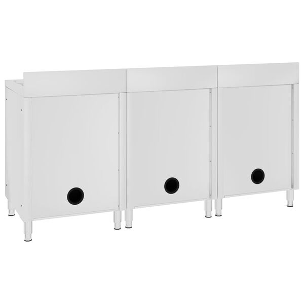 vidaXL Commercial Kitchen Sink Cabinets 3 pcs Stainless Steel