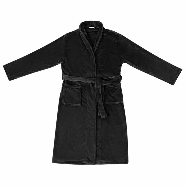 vidaXL Bathrobe without Hood Black L Flannel