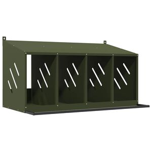 vidaXL Chicken Nesting Box with 4 Compartments Olive Green Metal