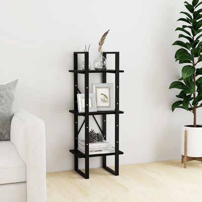 vidaXL 3-Tier Book Cabinet Black 40x30x105 cm Solid Pinewood