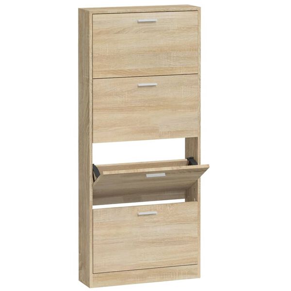 vidaXL Shoe Cabinet Oak 59x17x150 cm Engineered Wood