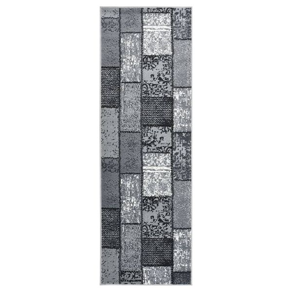 vidaXL Runner Rug BCF Grey with Block Pattern 100x350 cm