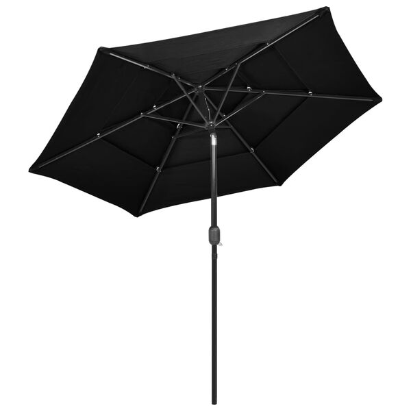 vidaXL 3-Tier Garden Parasol with Aluminium Pole Black 2.5 m