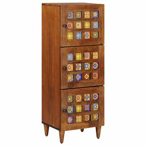 vidaXL Highboard with Storage Walnut 40 x 33 x 110 cm Solid Mango Wood
